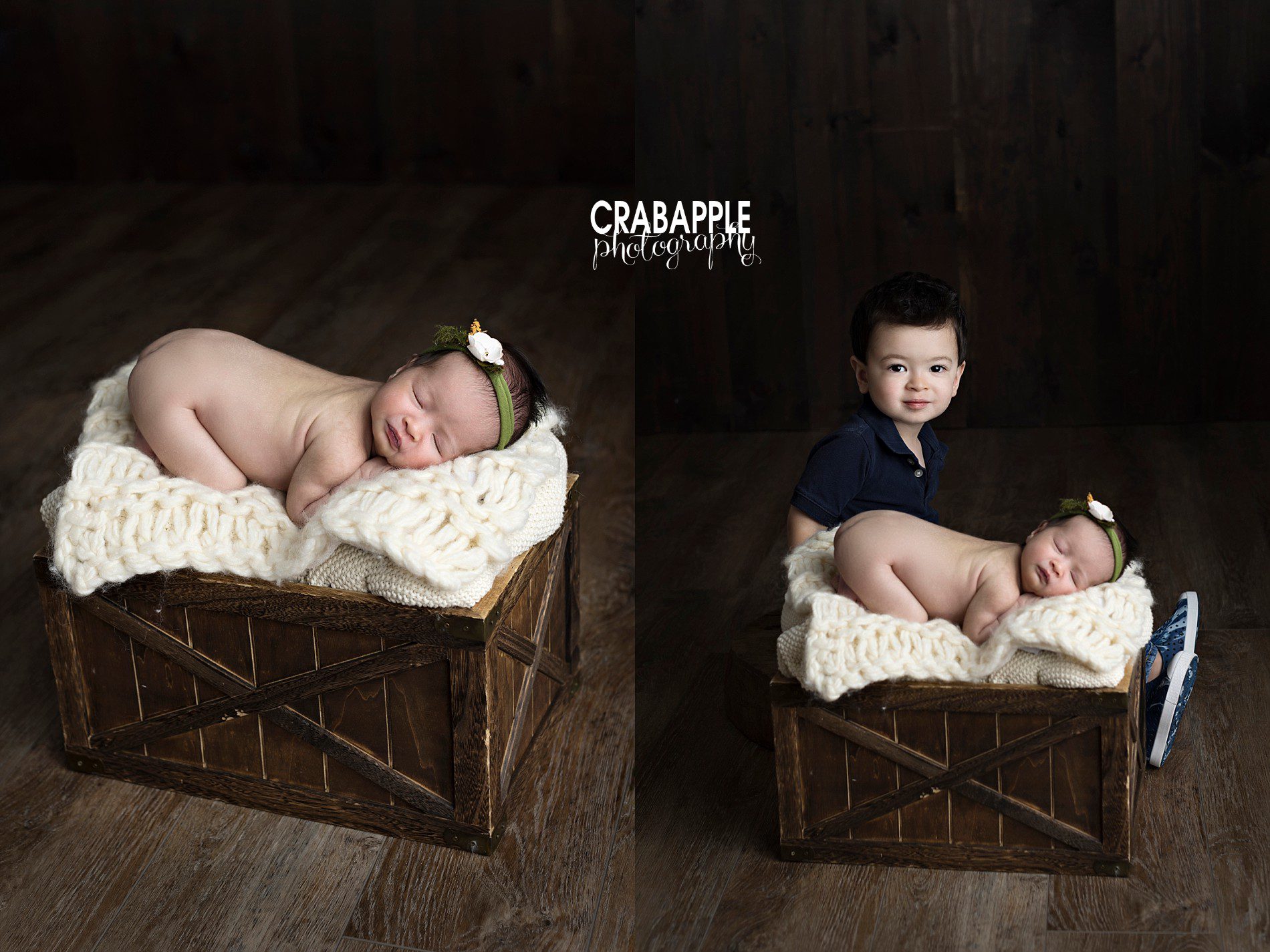 how to pose newborns with props and siblings