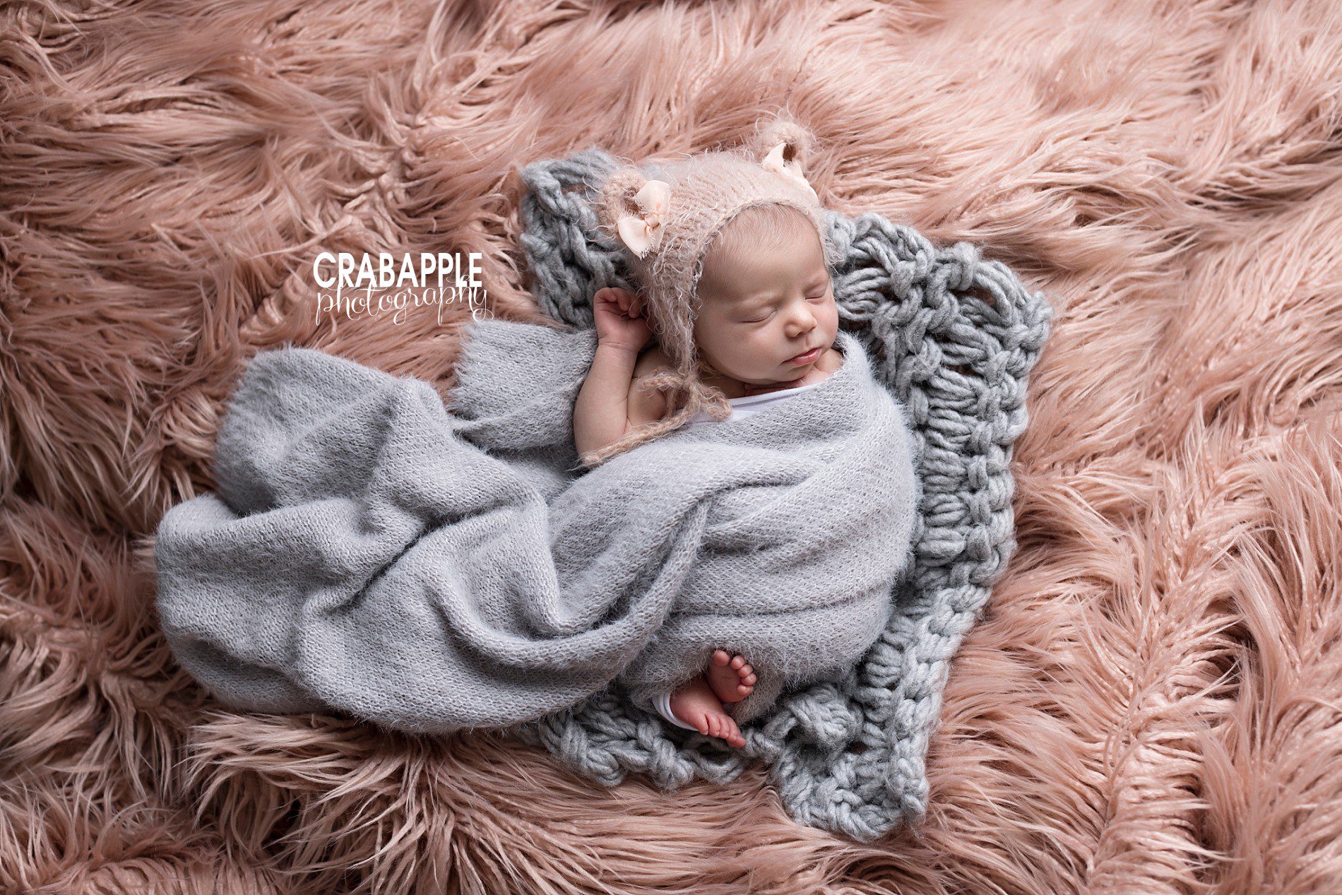 pink and gray for newborn baby girl portraits