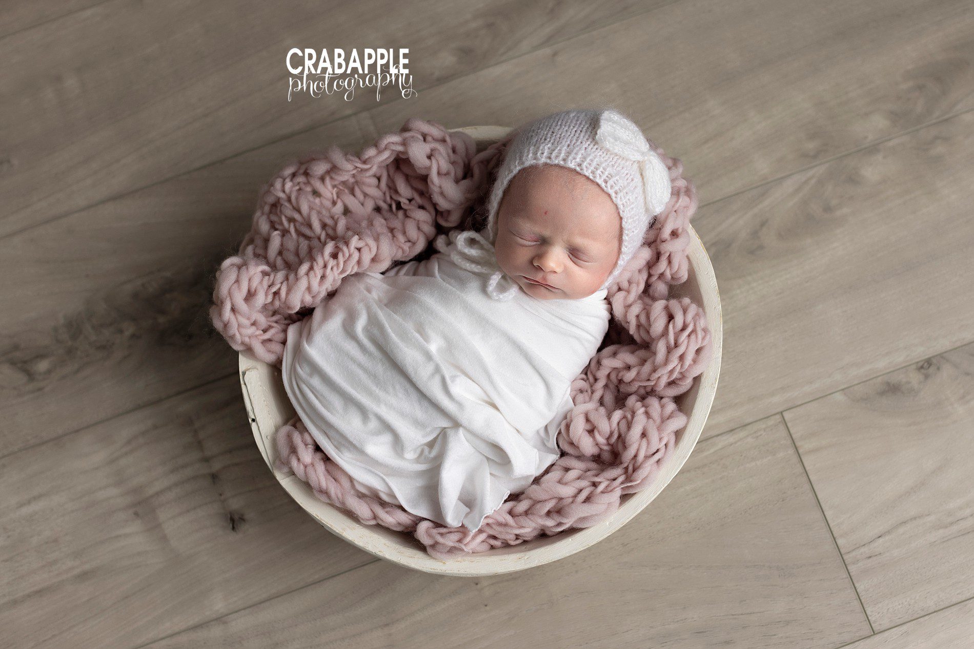 pink and white newborn photos for girls