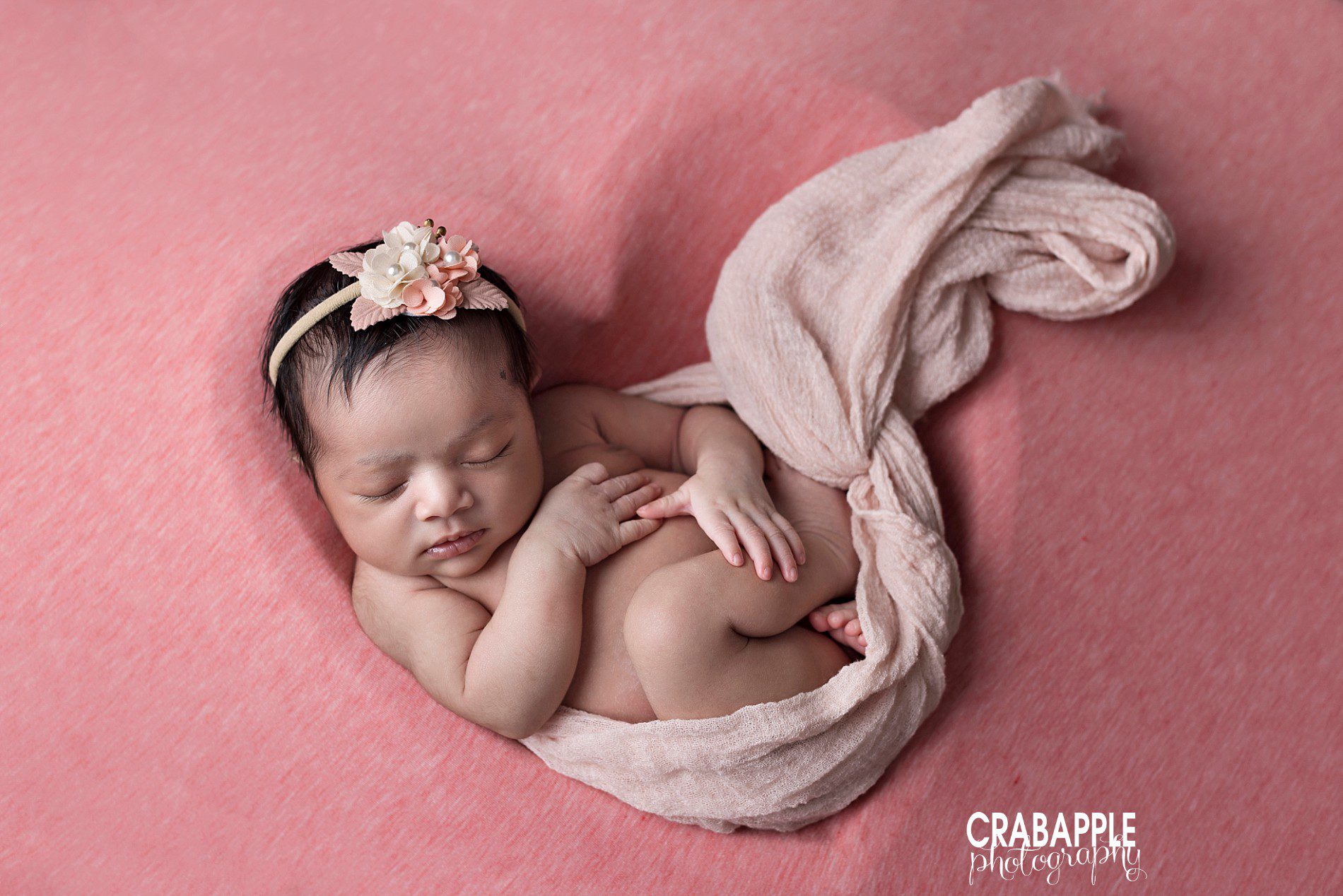 pink hearts and flowers for newborn photos