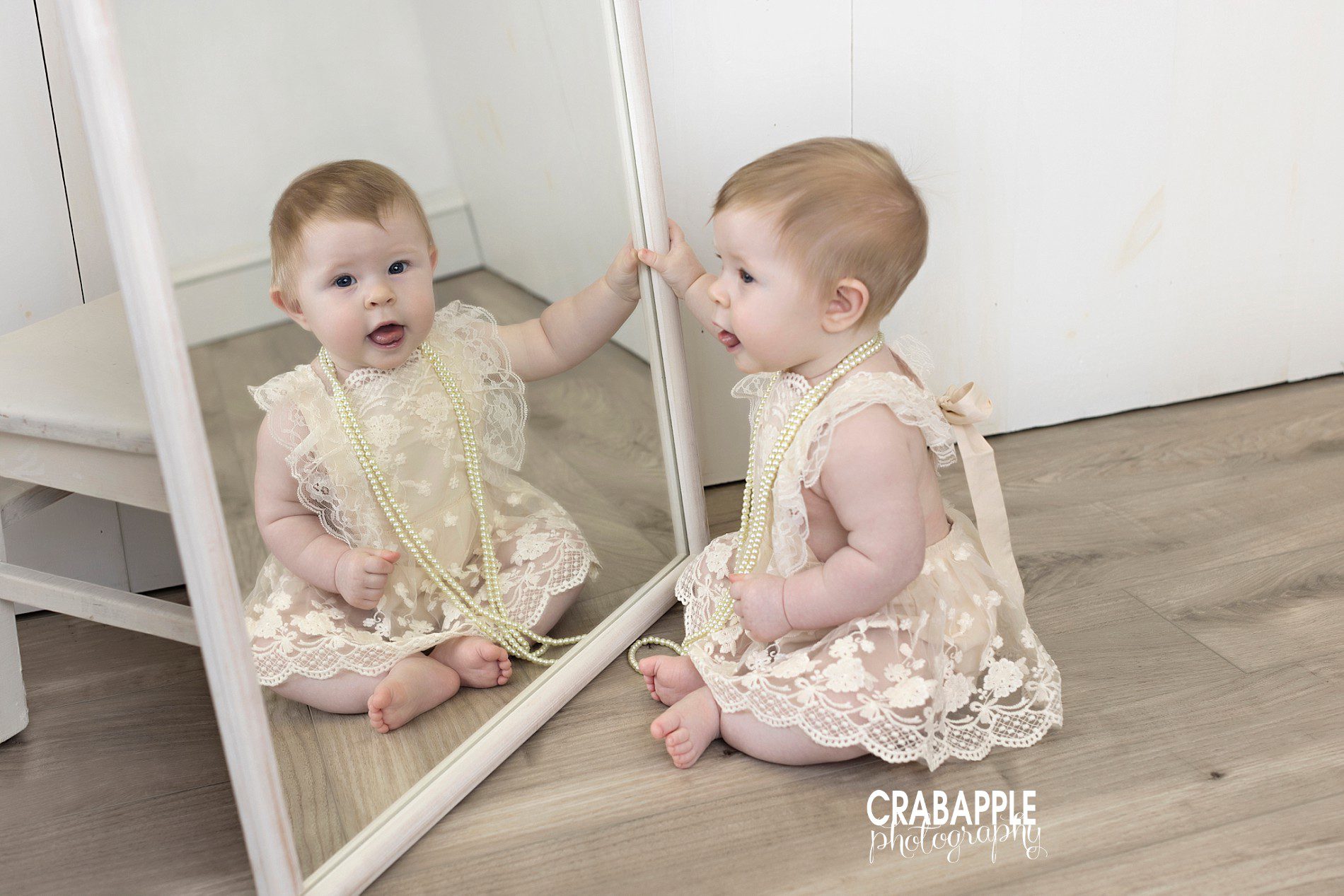 baby photos using a mirror