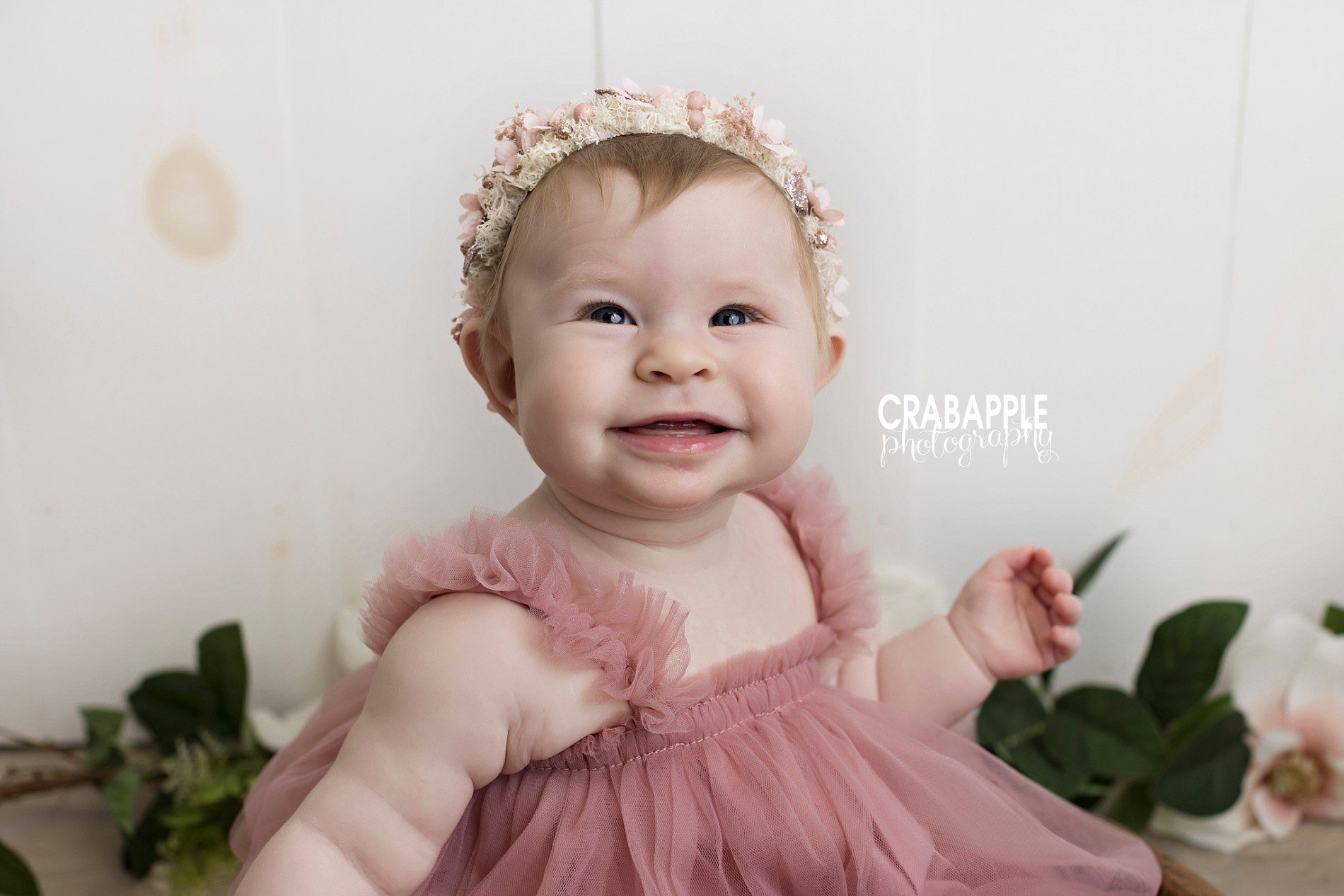 tulle dress and headband for baby photos