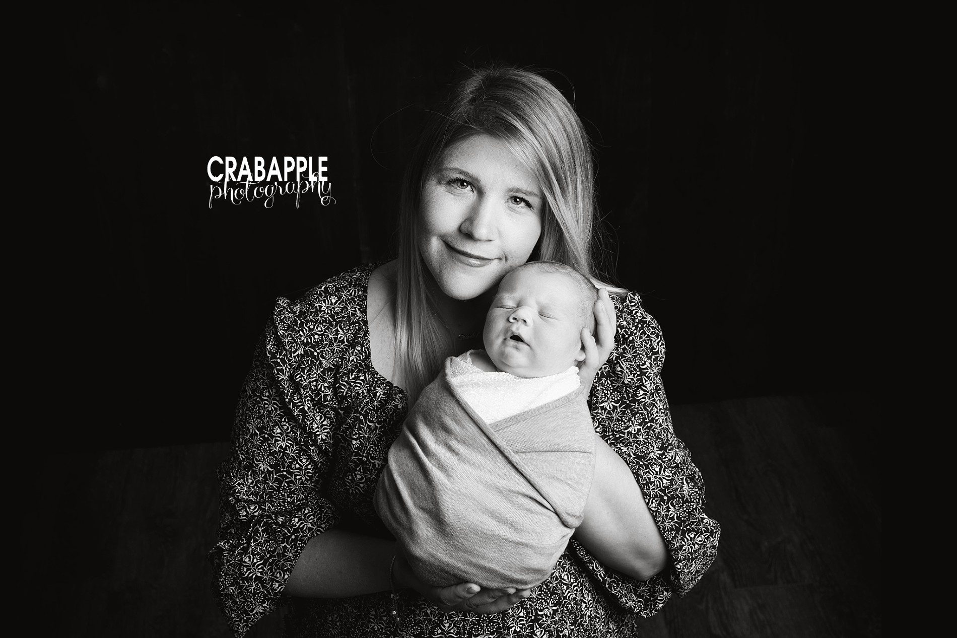 black and white newborn photos with mom