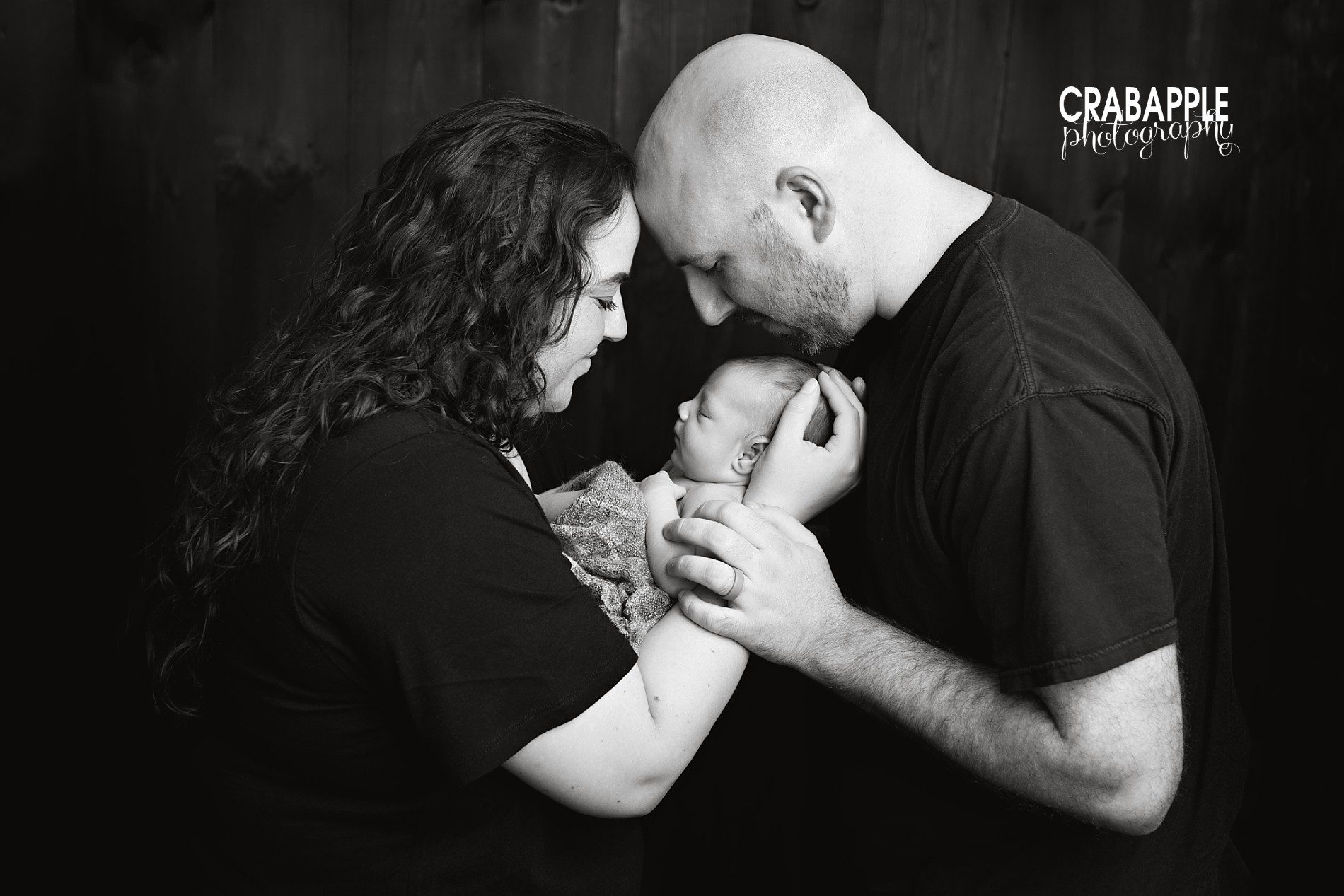 black and white newborn and family photos