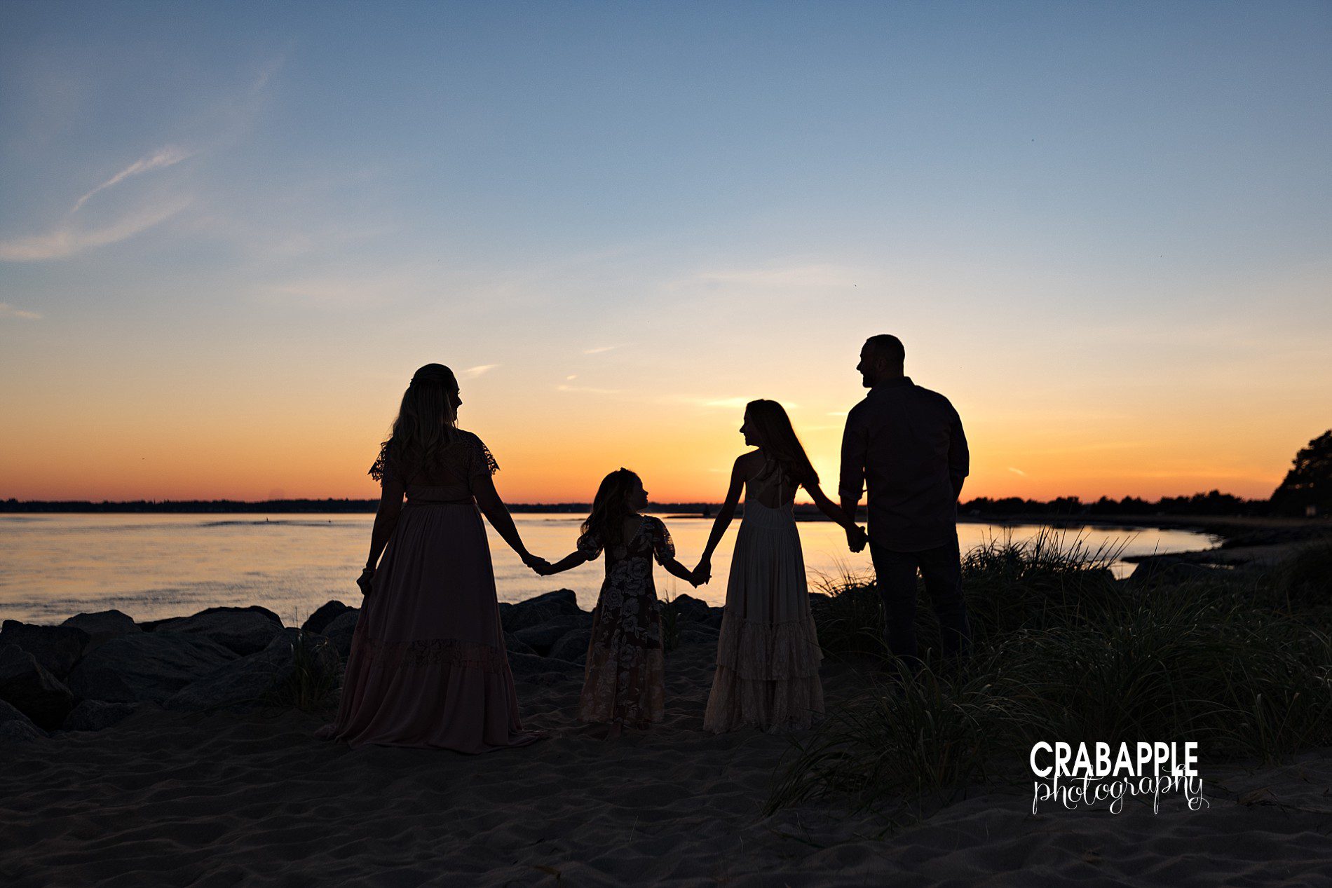 gorgeous sunset family photos at the beach