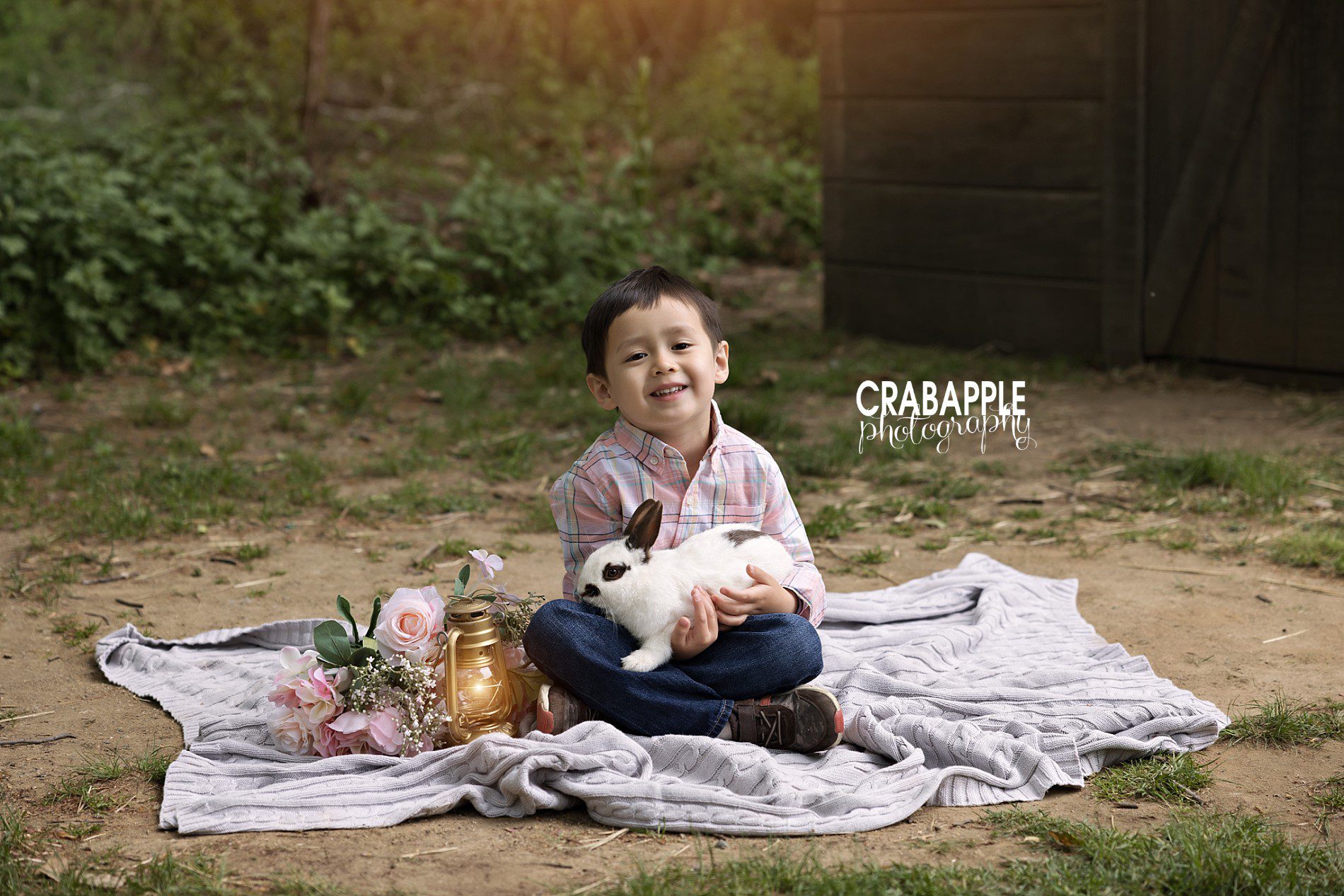 child portraits with bunny