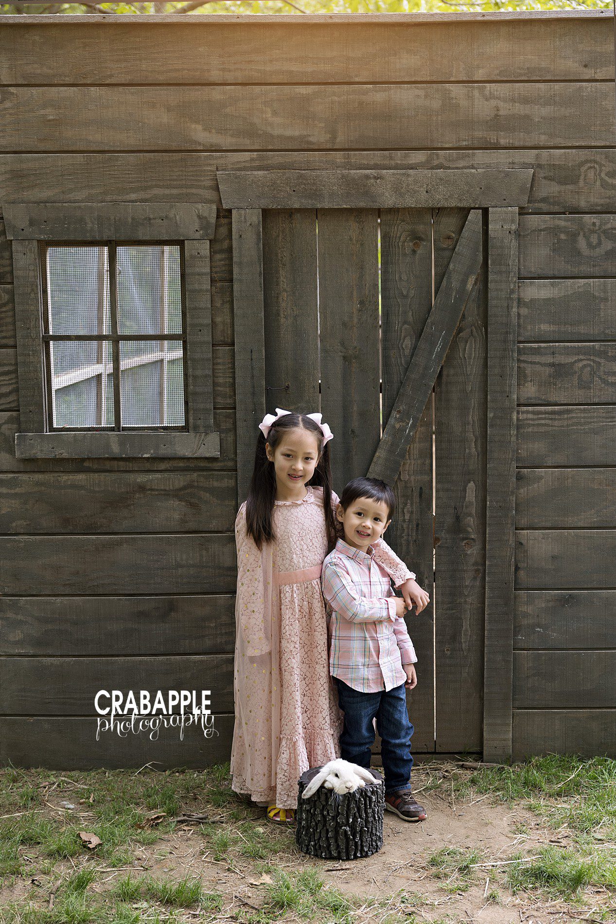 brother and sister child portraits outside