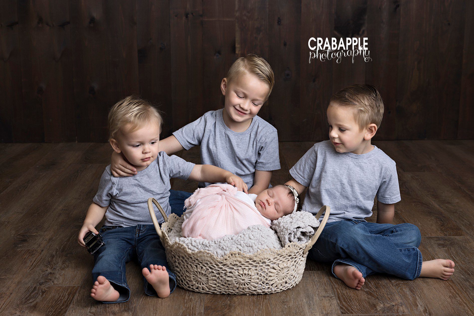 three brothers and newborn sister photo ideas sibling portraits