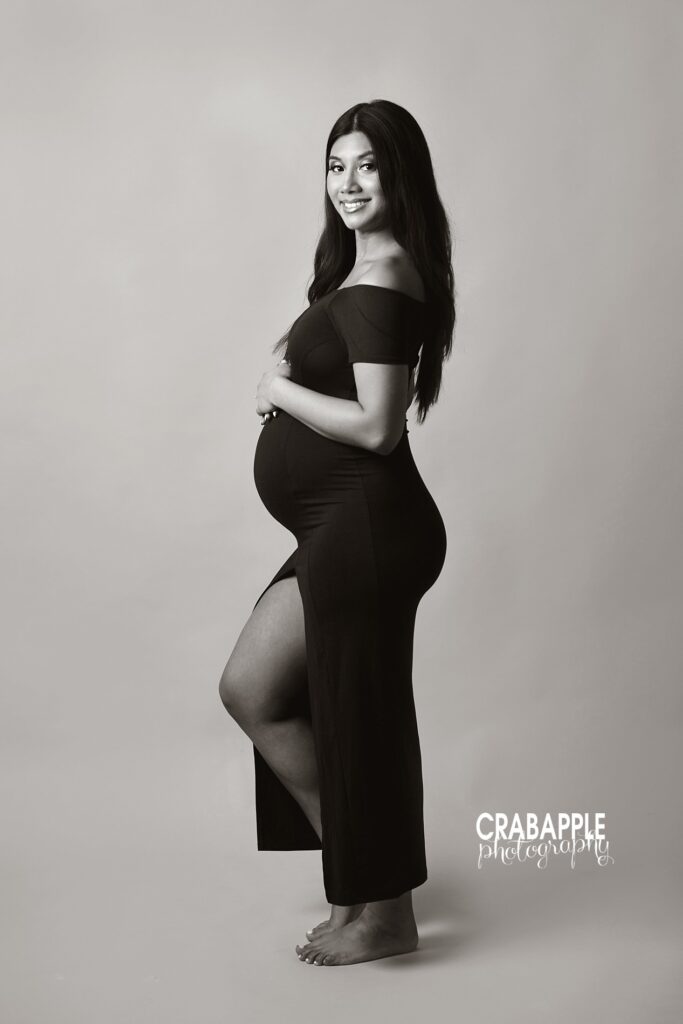 black and white maternity poses for moms Boston