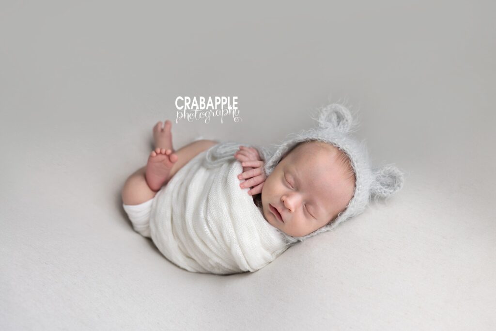 Safe Newborn Positioning Newborn portrait showcasing safe and comfortable positioning
