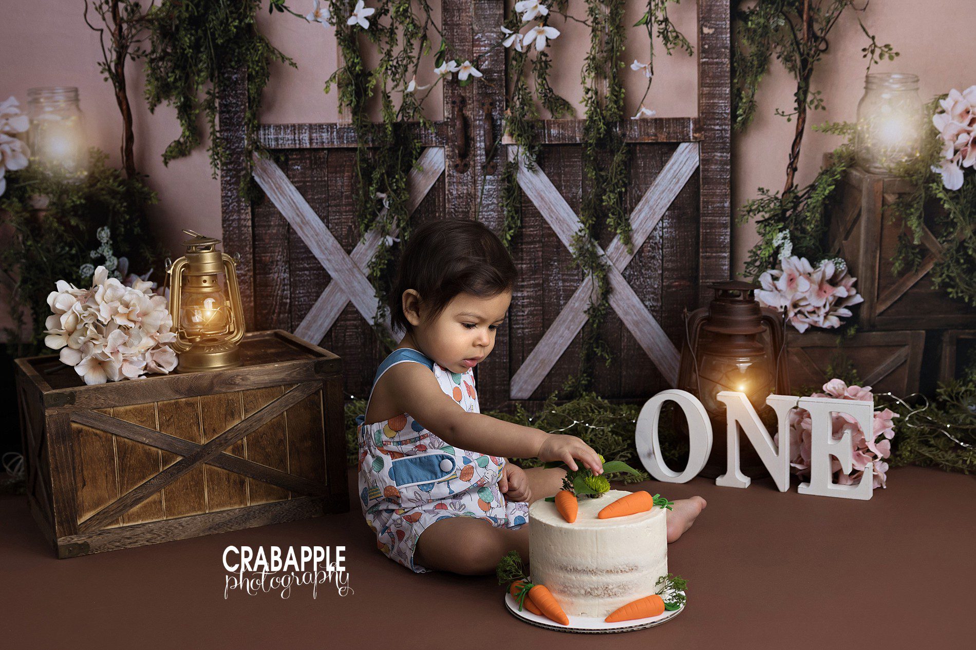 spring themed cake smash photographs