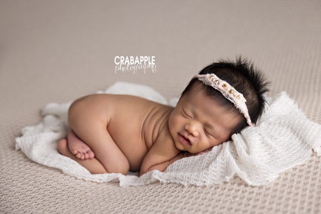 newborn baby poses for portraits