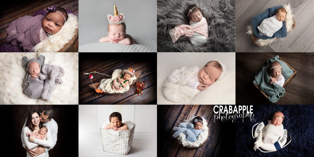 Collection of newborn portraits by professional baby photographer in Boston area
