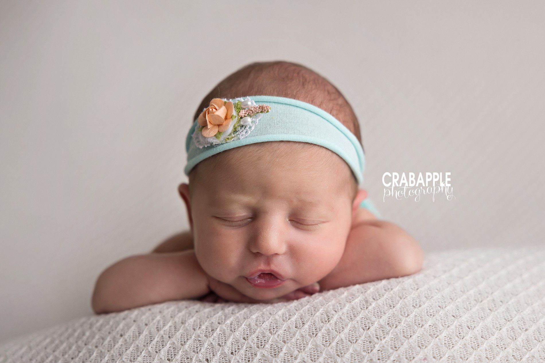 Pop of color for newborn baby girl photos from headband