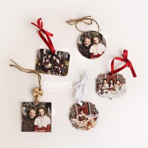 Custom wooden Christmas ornaments with your choice of portrait from your session