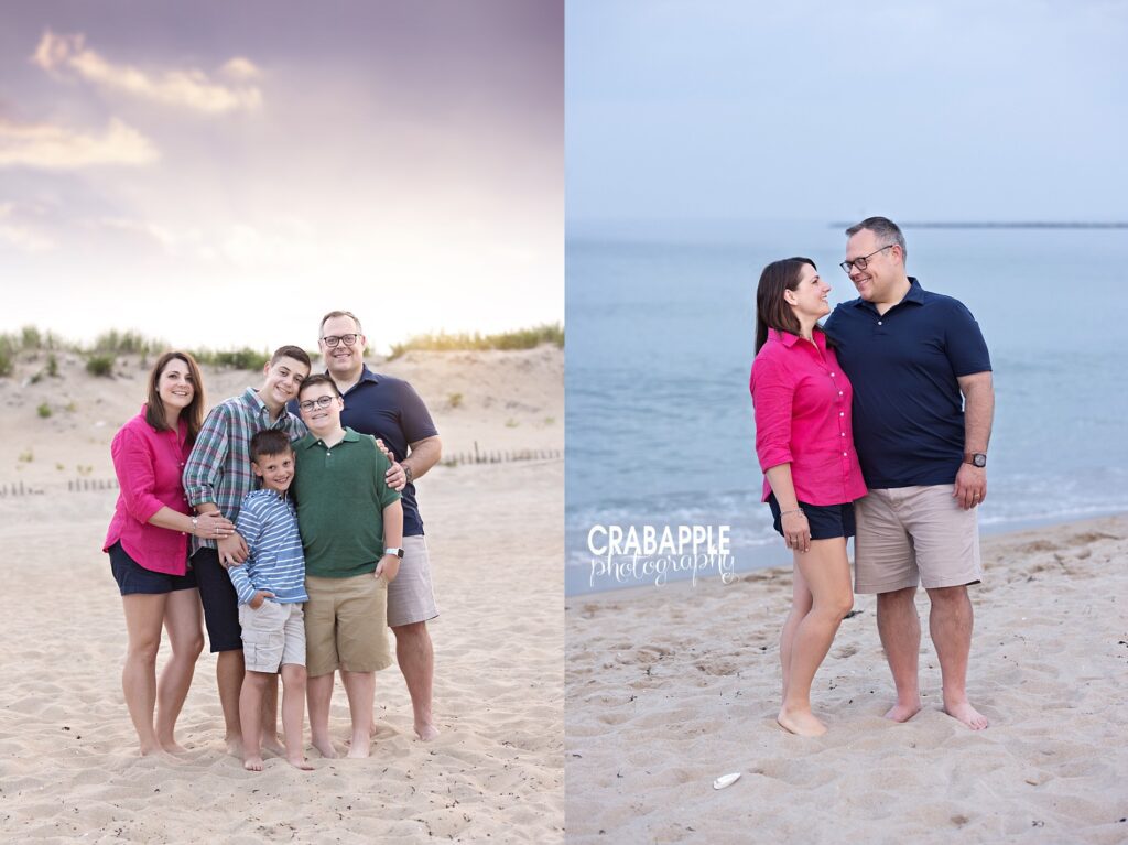 Sudbury family portrait session with three older sons on a Boston area beach.