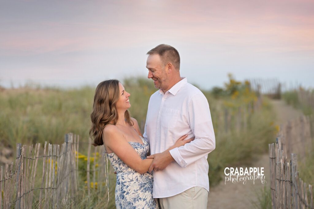 Couple portraits on the beach Couple portrait ideas during family beach portrait session Plum Island MA