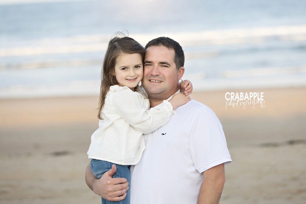 father and daugther beach portraits Father and daughter photos during beach family and sibling portraits in the North Shore of MA