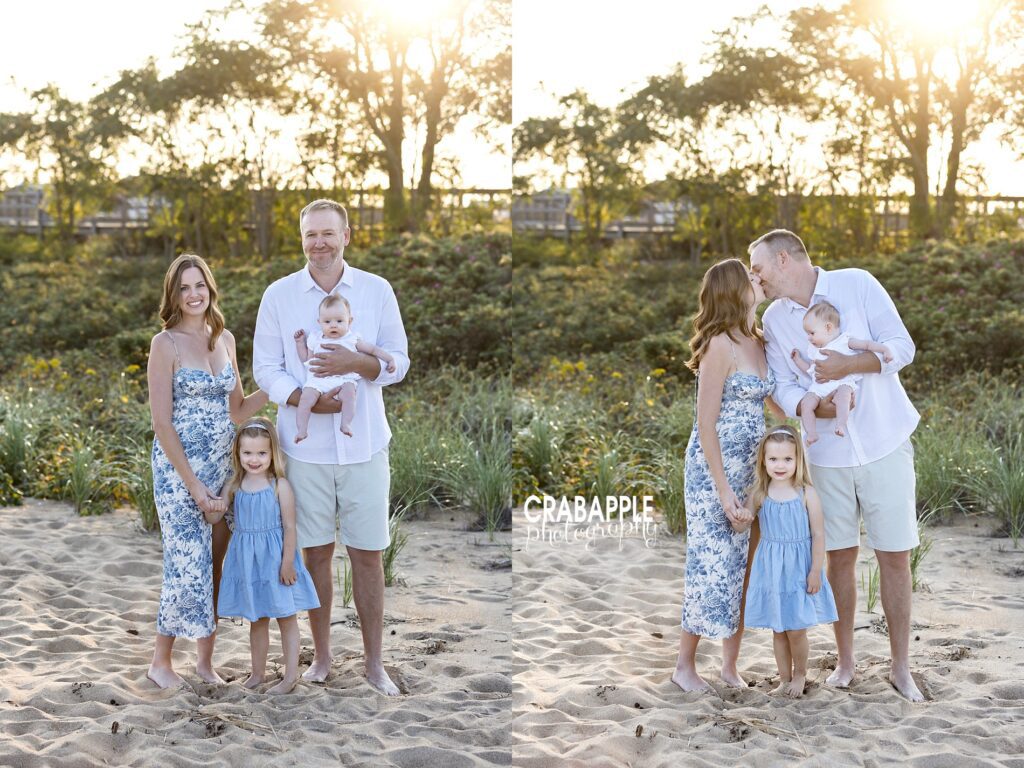 Pose ideas for family beach photos in Massachusetts