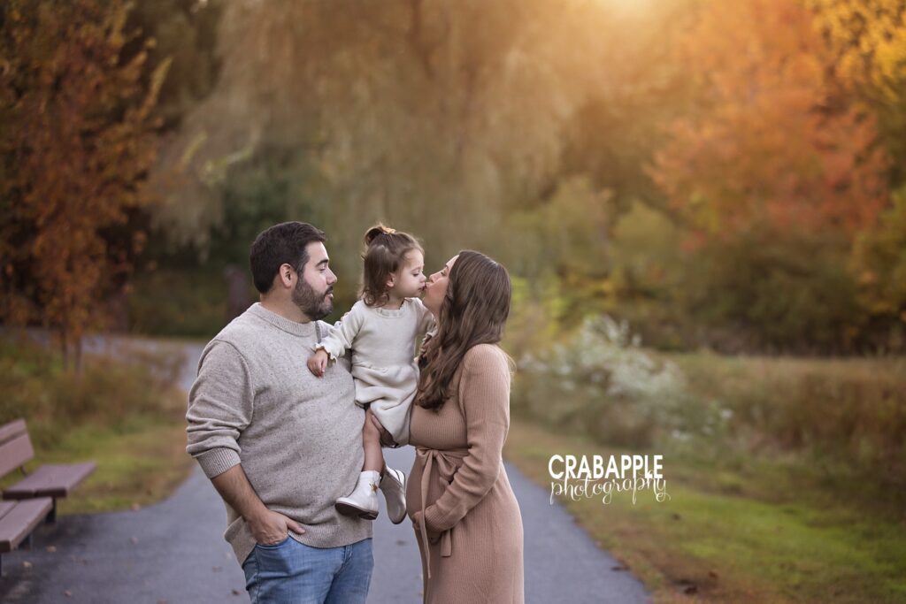 Candid moments of a family together in Andover MA fall scenery.