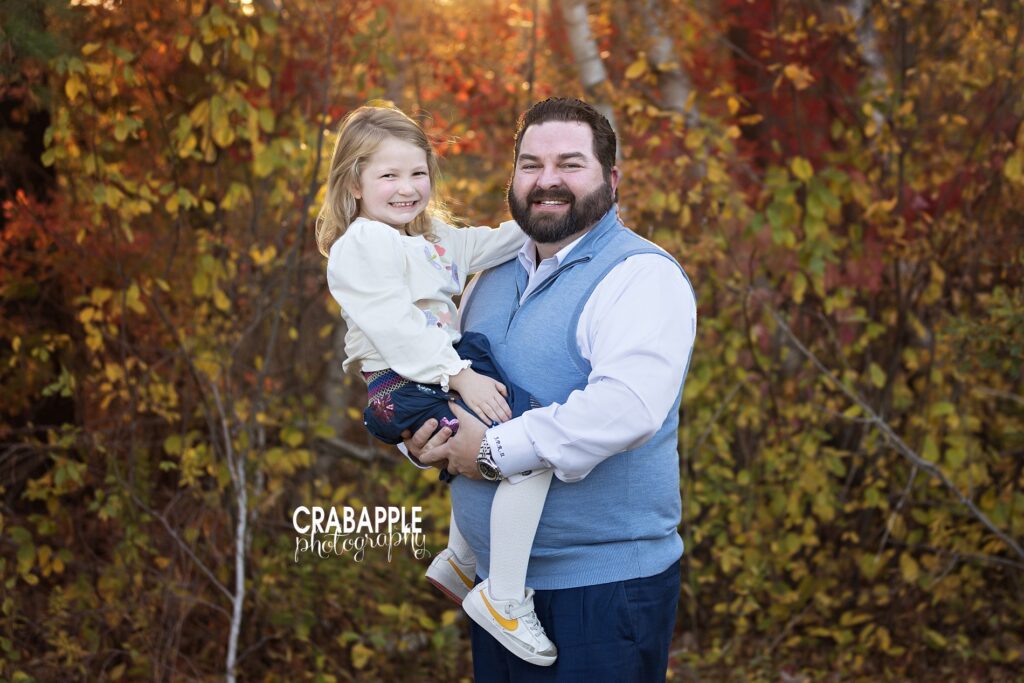 Father daughter fall family photos in MA