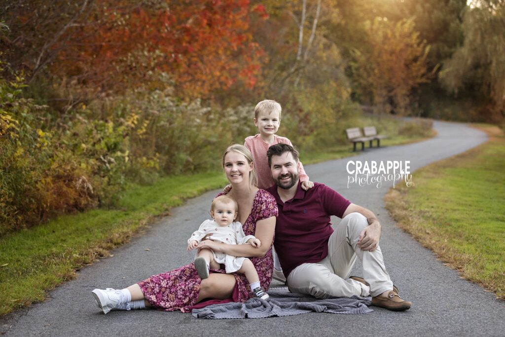 Fall family photo poses A classic and laidback posed family photo near Needham MA in the fall