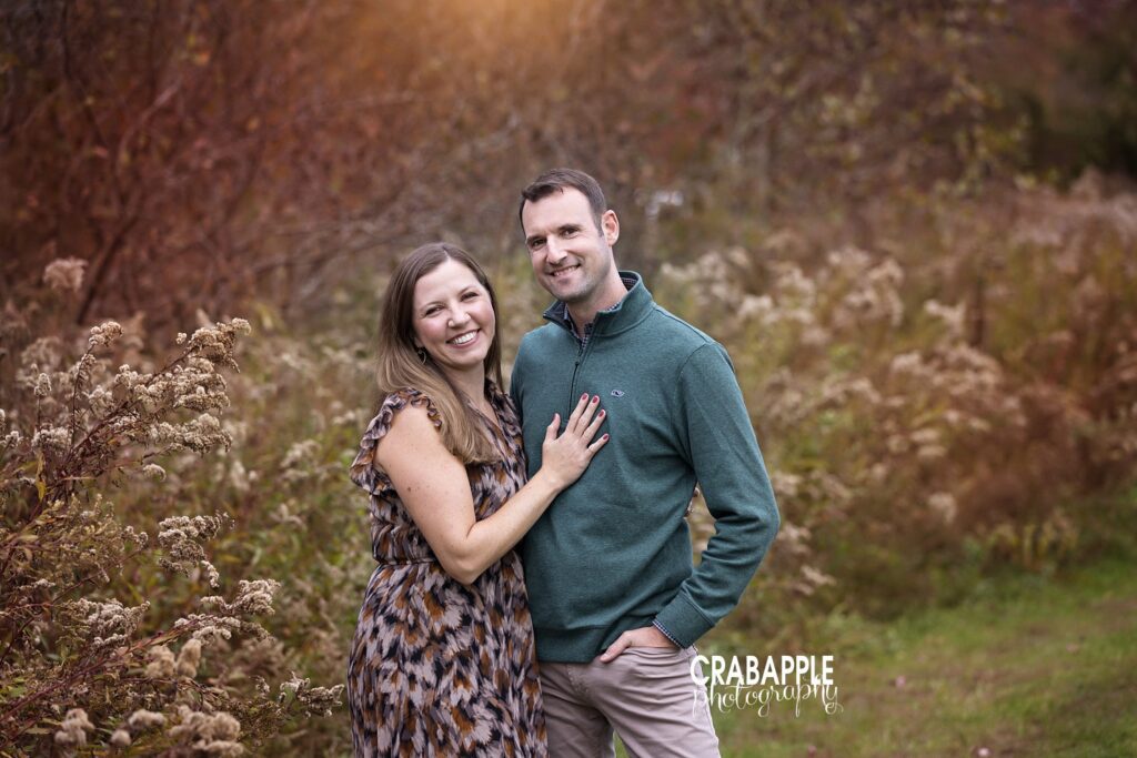 Parents together during outdoor fall family photos Boston
