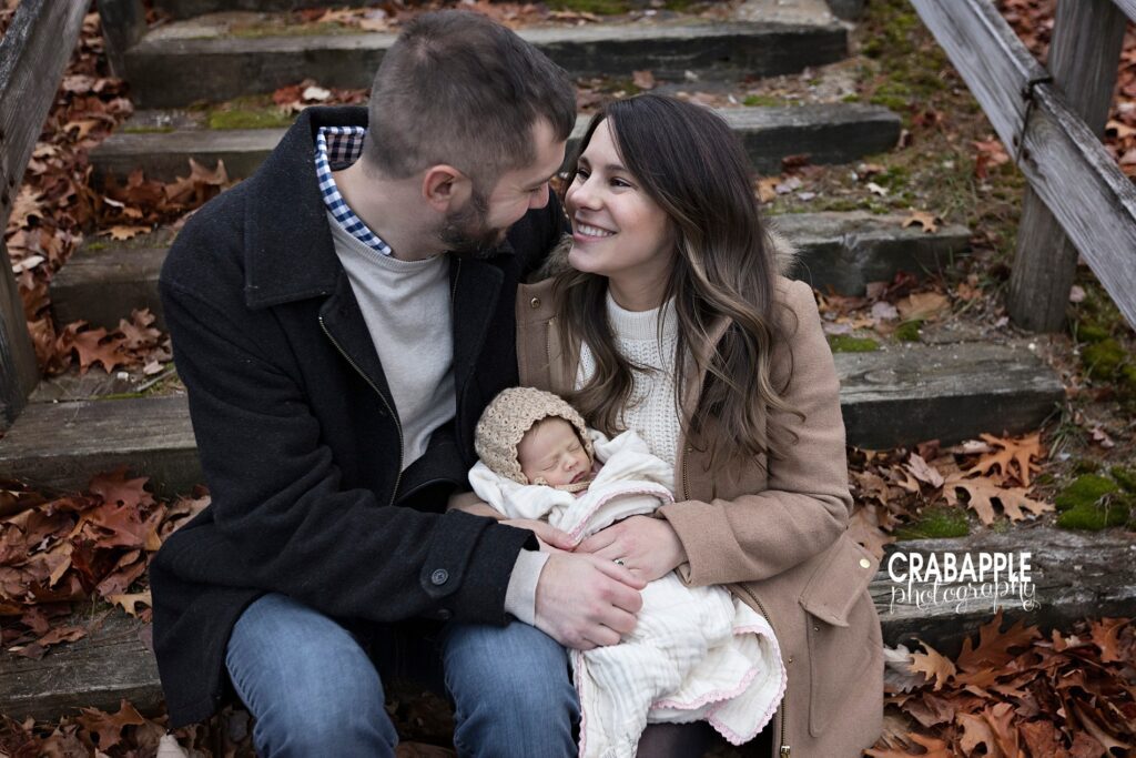 Winter family photo outfit ideas from an outdoor portrait session with baby