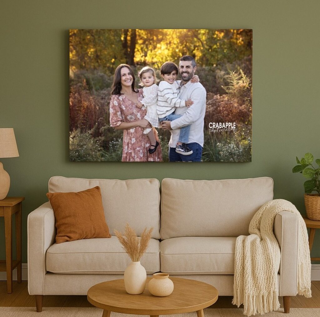 Example of wall art in a cozy living room