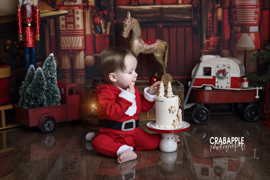 Ideas for creating a Christmas themed cake smash near Boston MA