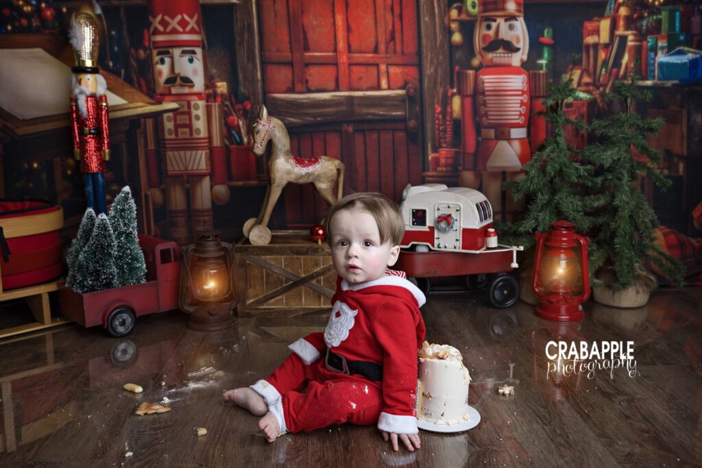 Including a holiday touch in your son's Cake Smash session near Boston MA