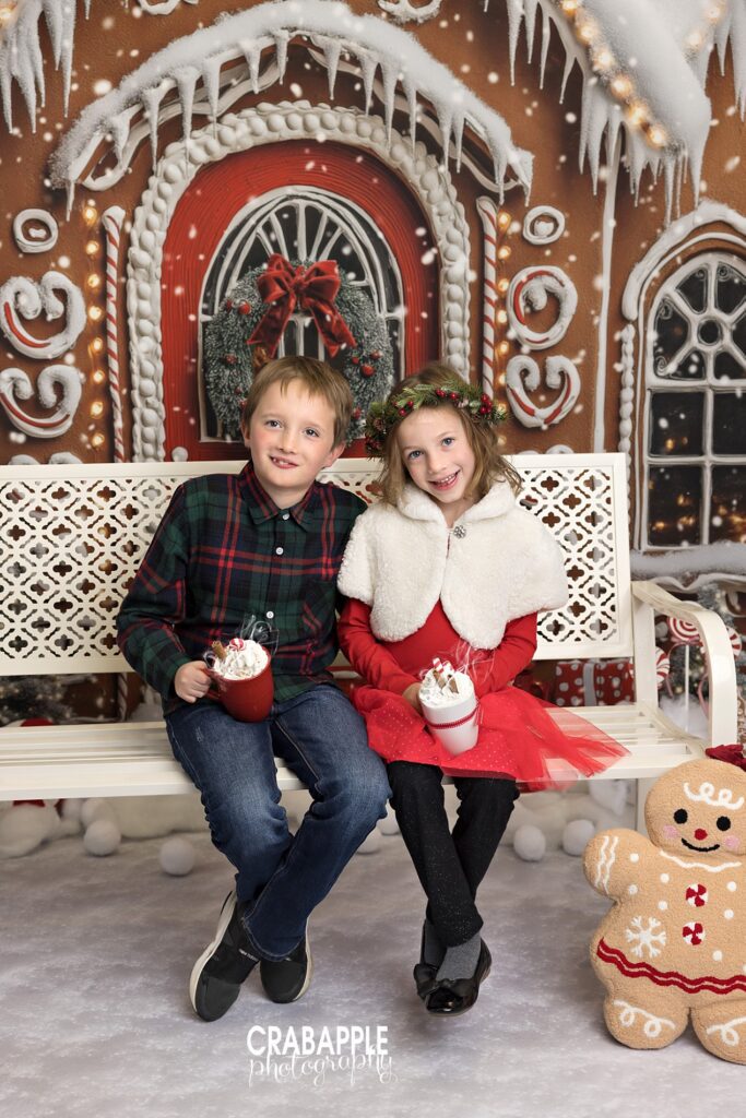 Sibling styling ideas for Christmas photos north of Boston MA