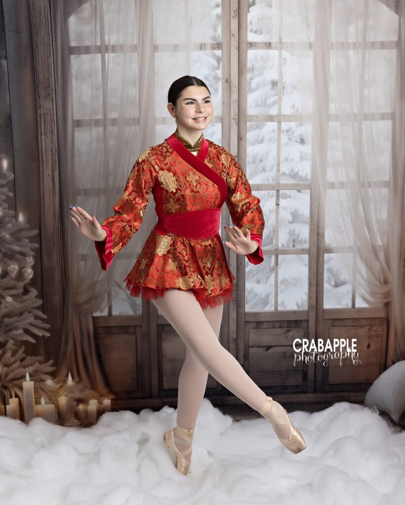 Portrait highlighting recital costume from holiday performance
