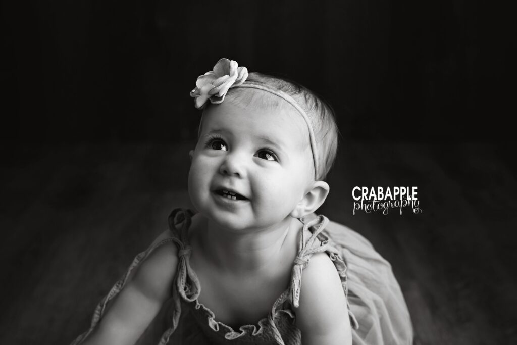 Timeless baby milestone pictures for Chelmsford MA family photographed in Andover studio

