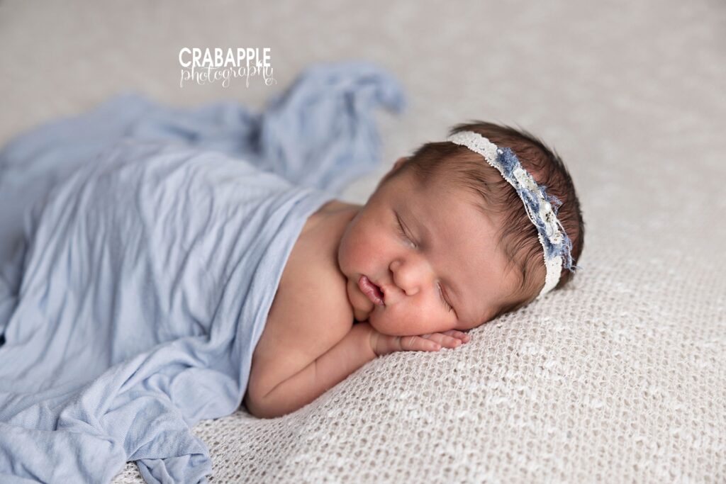 Stoneham MA newborn photos Using light blue in newborn baby girl portraits ideas and inspiration