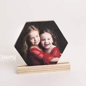 Custom photo mounted on wood with a stand