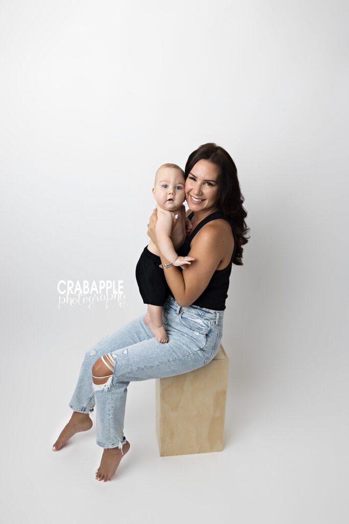 Baby milestone session in Burlington MA studio
