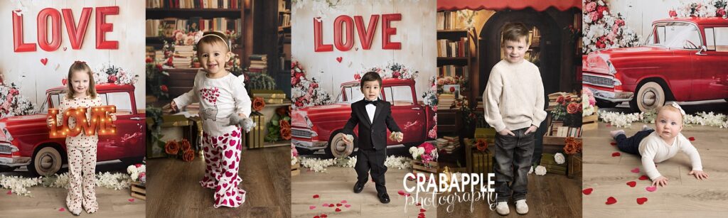 Valentine's Day inspired mini session portraits for babies, toddlers and children