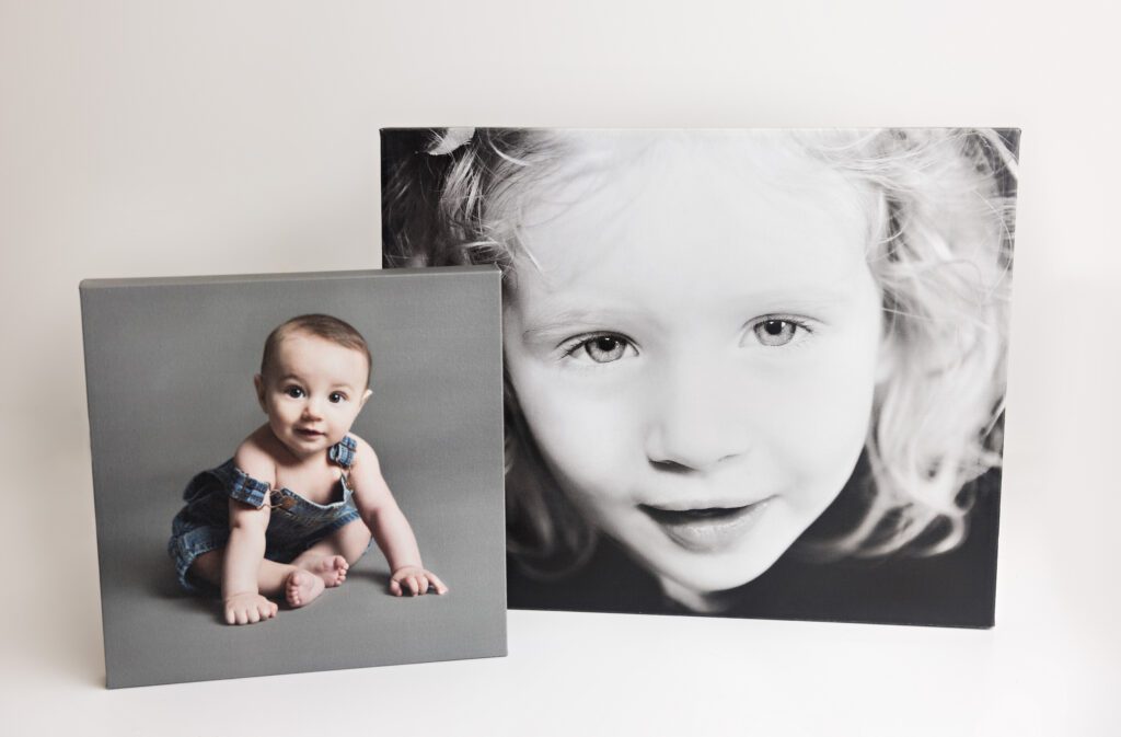 Two examples of different size gallery canvas wraps