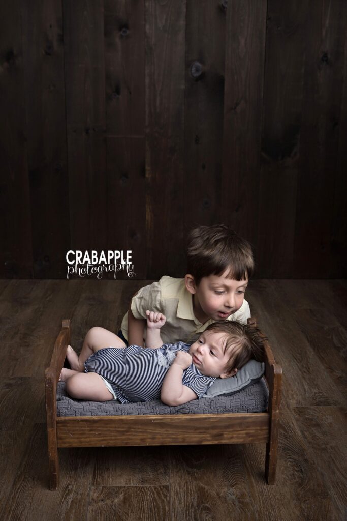 Sibling and baby portrait during a 3 month baby photoshoot in Dracut MA
