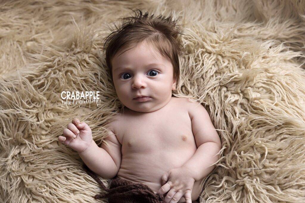 Solo baby portrait from a 3 month baby photoshoot in Dracut MA

