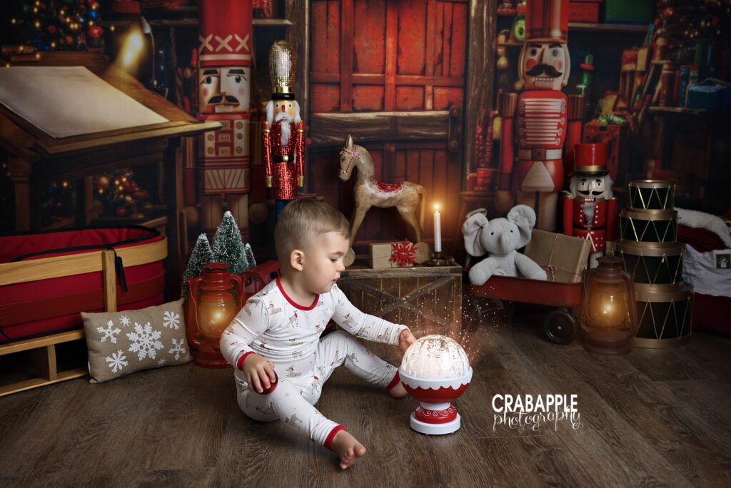 christmas workshop set with toys and decorations
