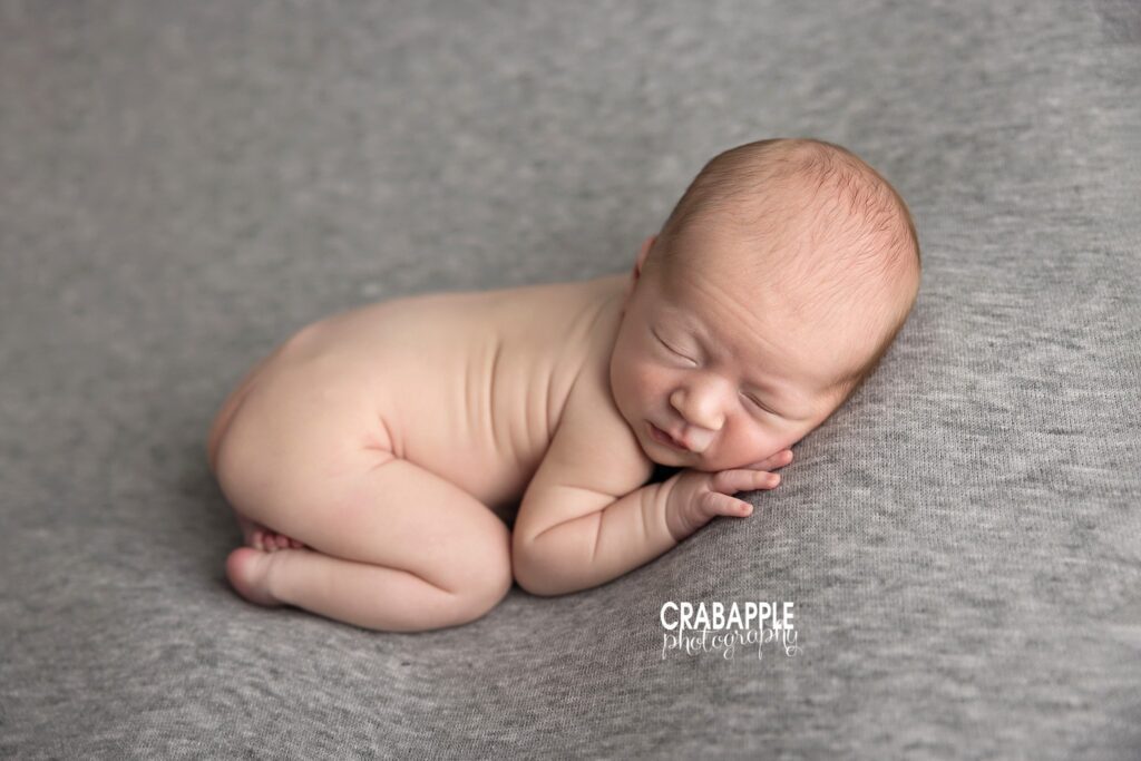 Classic and timeless unswaddled newborn photo