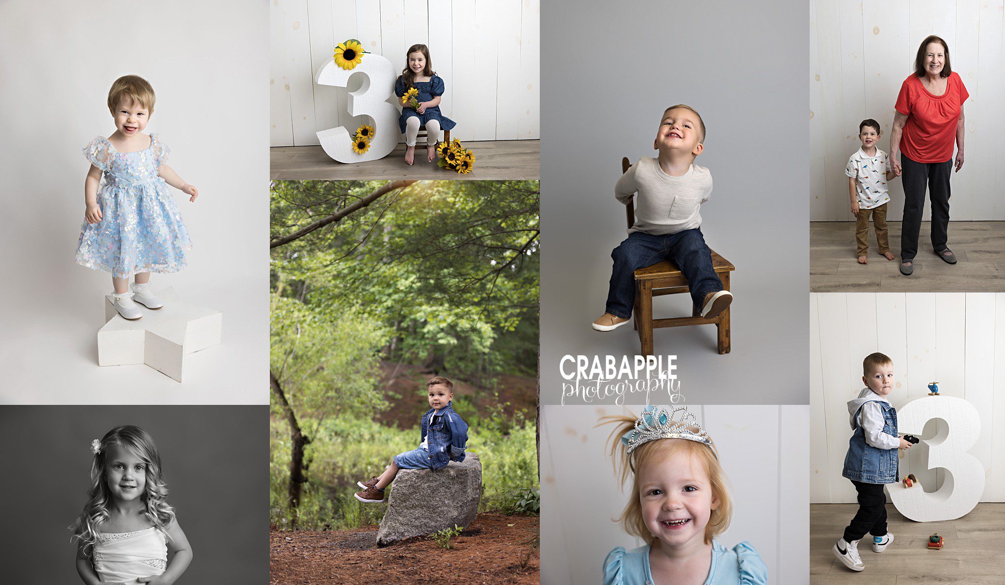Collage of toddler photos taken in an Andover MA studio