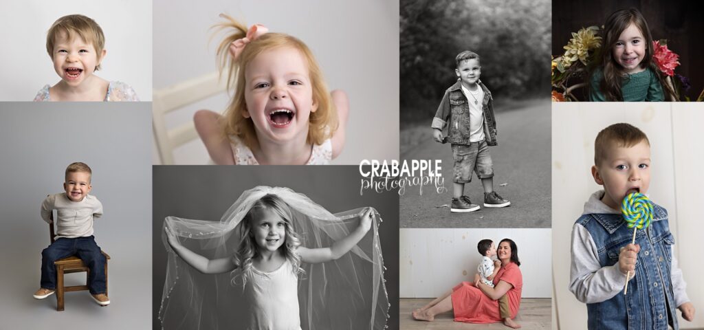A collage of various 2 and 3 year old child portraits taken in or near Andover MA