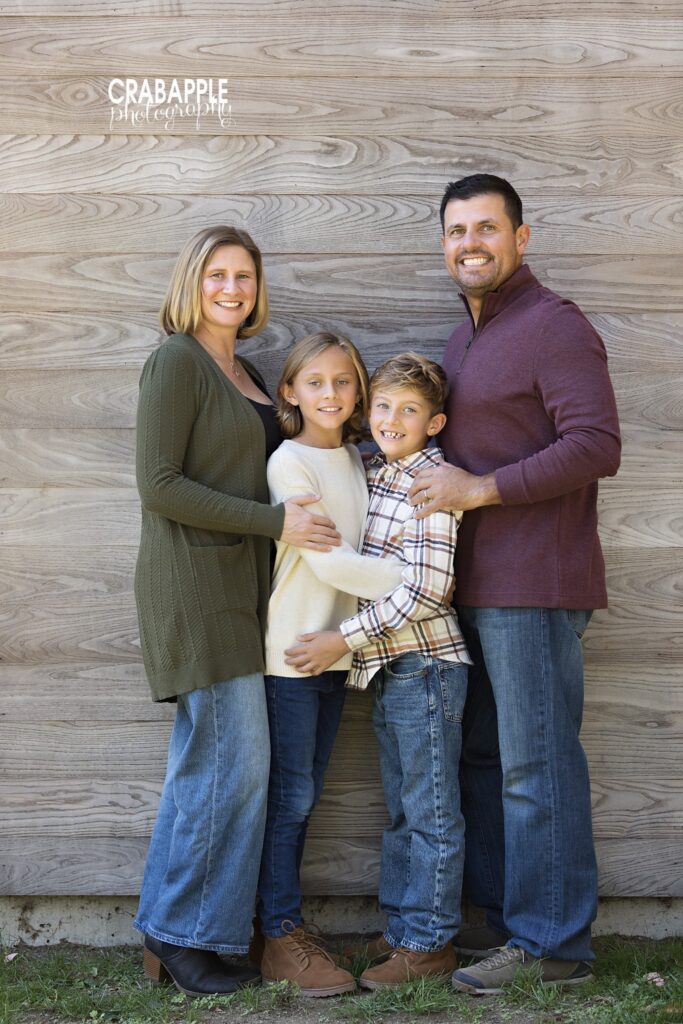 Fall family photos near Boston Family photographed together during fall family photos in Medford near Boston