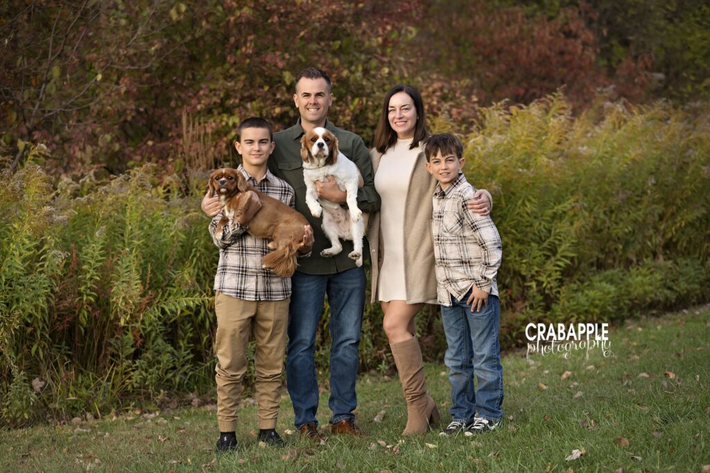Fall family portrait in North Reading Family portrait during an outdoor fall session in North Reading Massachusetts