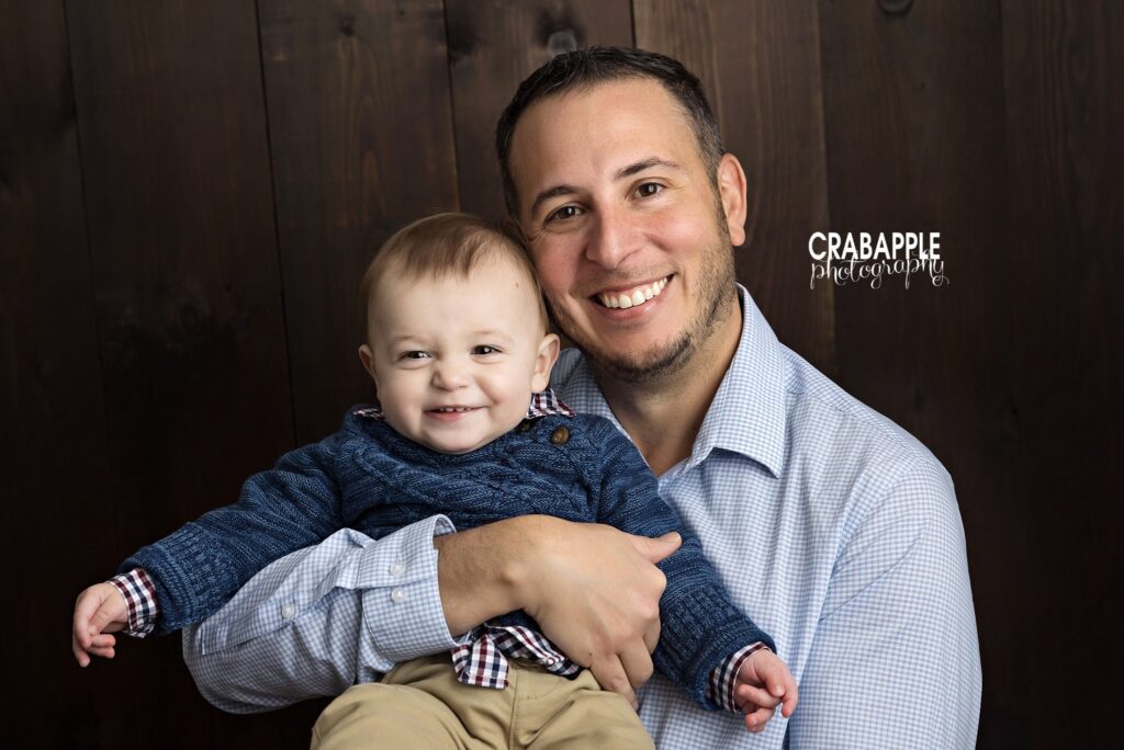 Baby boy and dad during a 1-year session in Andover MA Baby boy with dad during a 1-year photography session in Andover MA