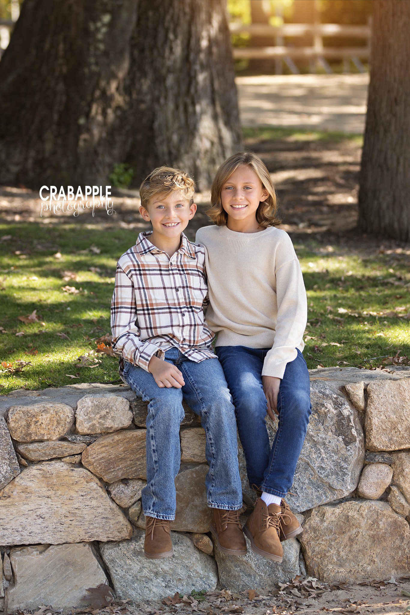 Denim and textured tops for fall child portraits